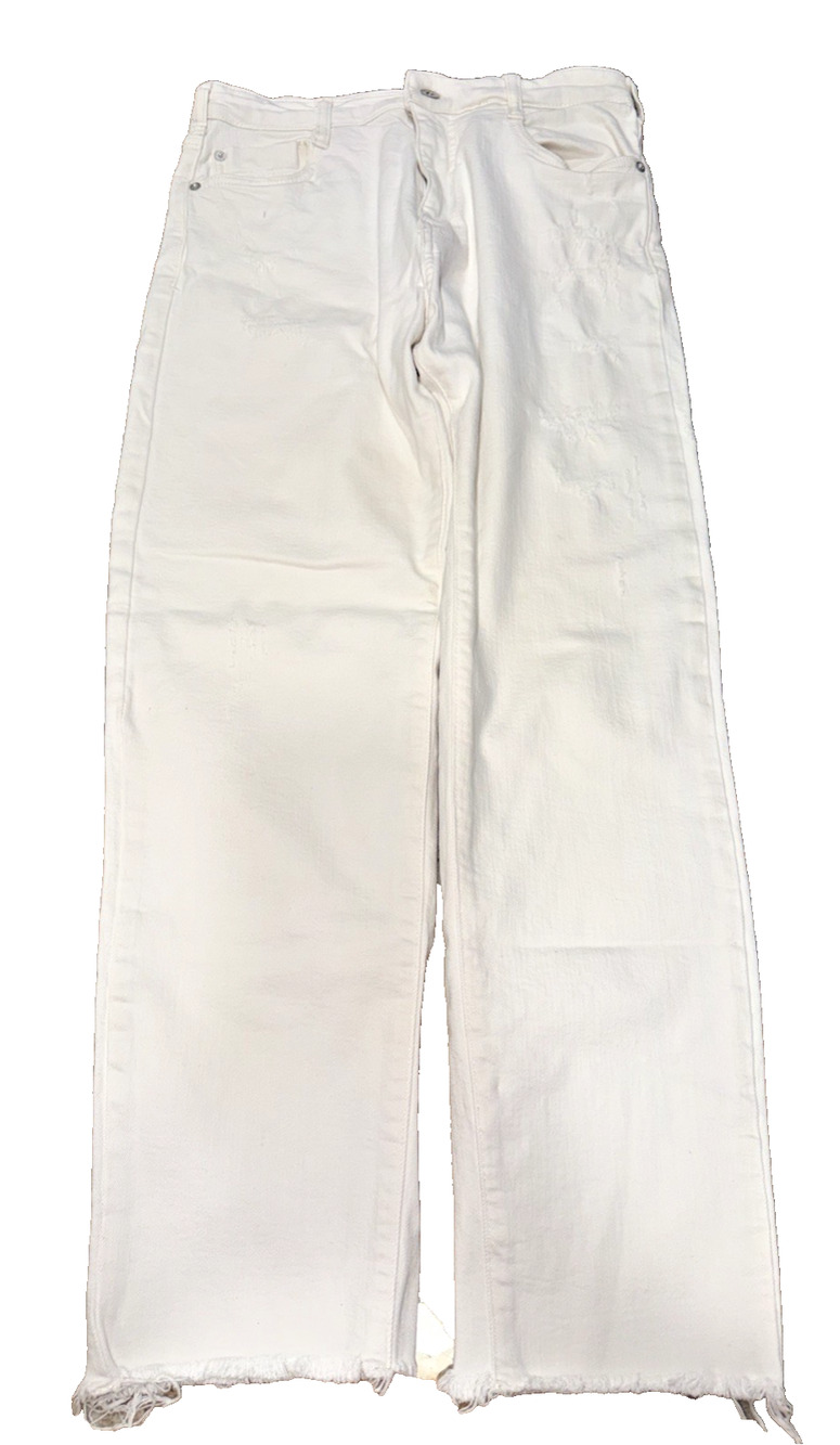 Anthropologie Pilcro The Borrowed White Jeans 27/4 Distressed Raw Hem